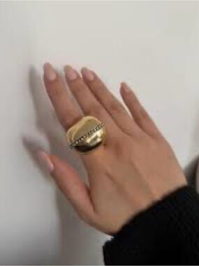Zara Gold Dome Ring with Pavé Band